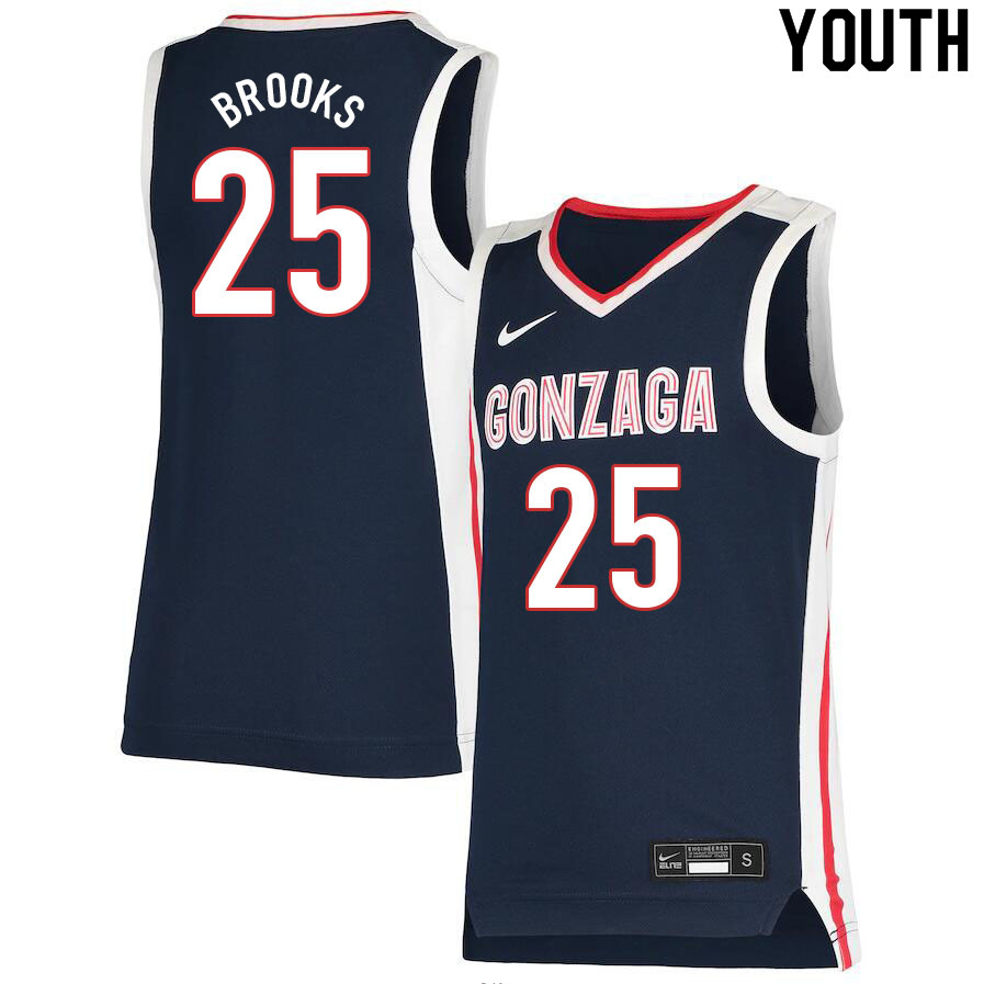 Youth #25 Colby Brooks Gonzaga Bulldogs College Basketball Jerseys Sale-Navy